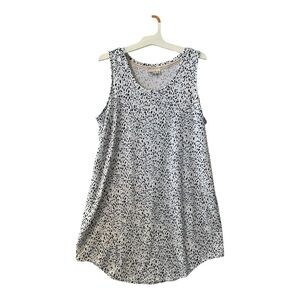 🌸2/$20 Wonderly Studio White with Navy and Teal Speckle Print Sleeveless Dress-M